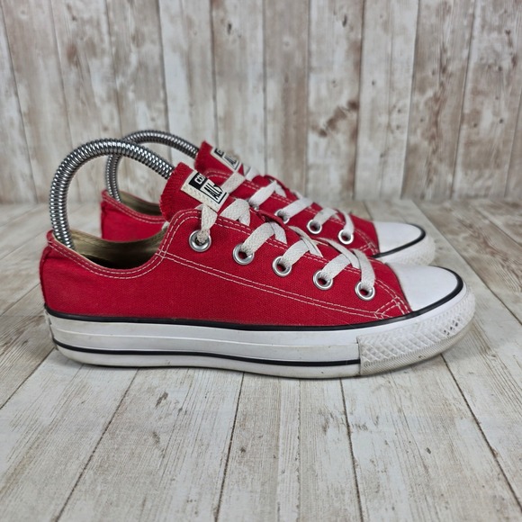 Converse All Star Red Canvas Low Top Sneakers Shoes Unisex Casual - Picture 1 of 8